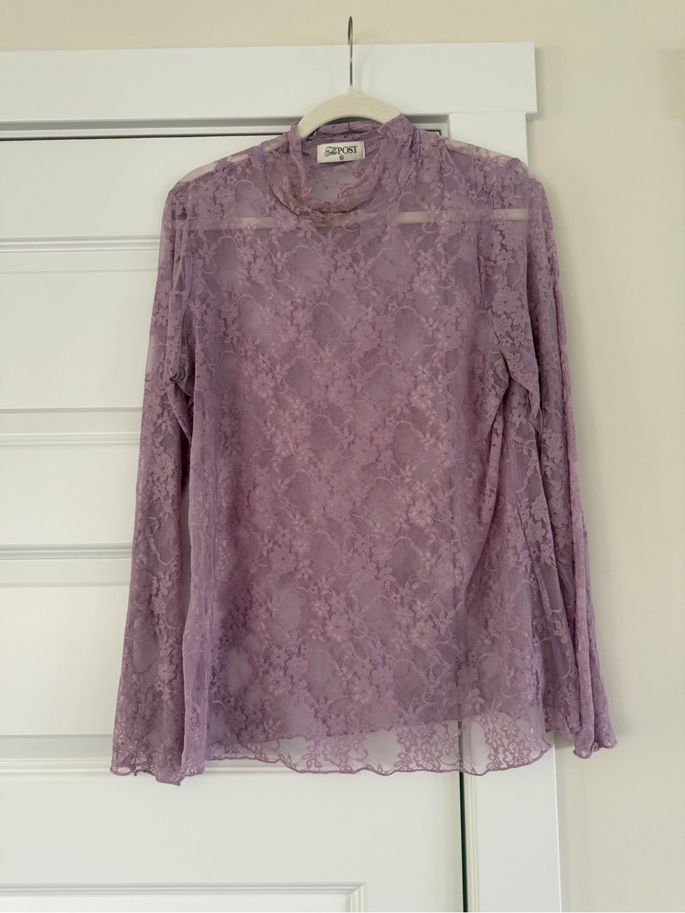 Lavender Lace Mock Neck Blouse